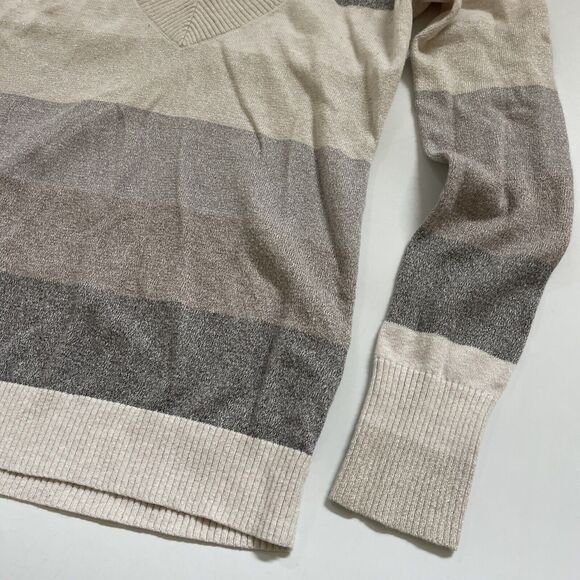 Express Sweater Sparkly Striped Long Sleeve Pullover Lightweight Medium - Picture 2 of 10